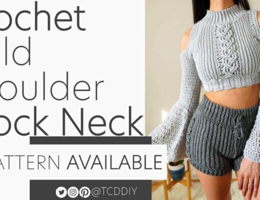 How to Crochet: Cold Shoulder Cable Mock Neck | Pattern & Tutorial DIY