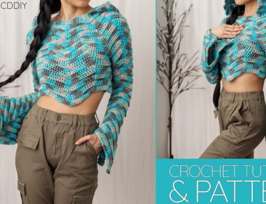 How to Crochet: Bell Sleeve Cropped Hoodie | Pattern & Tutorial DIY