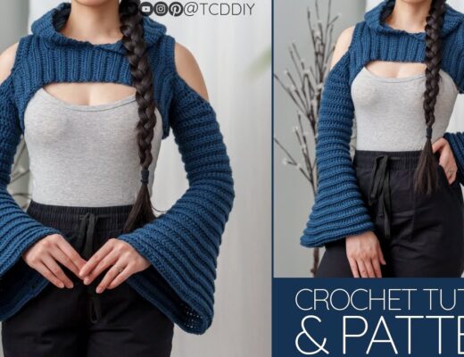 How to Crochet: Hooded Bell Sleeve Shrug | Pattern & Tutorial DIY